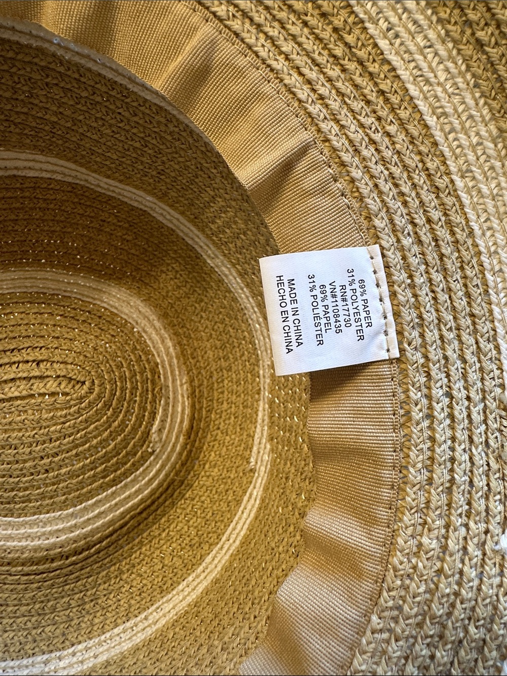 Beach Hat Summer Tan and White Straw Hat - Picture 2 of 7